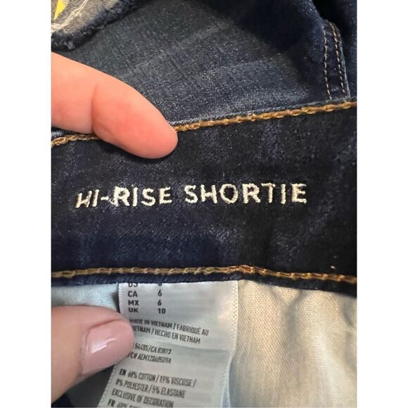American Eagle Womens Hi Rise Shortie 360 Denim Shorts Size 6 - Picture 3 of 4